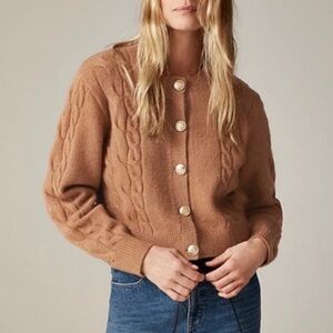 J.CREW Women's Cable Knit Button-Up Sweater Cardigan
